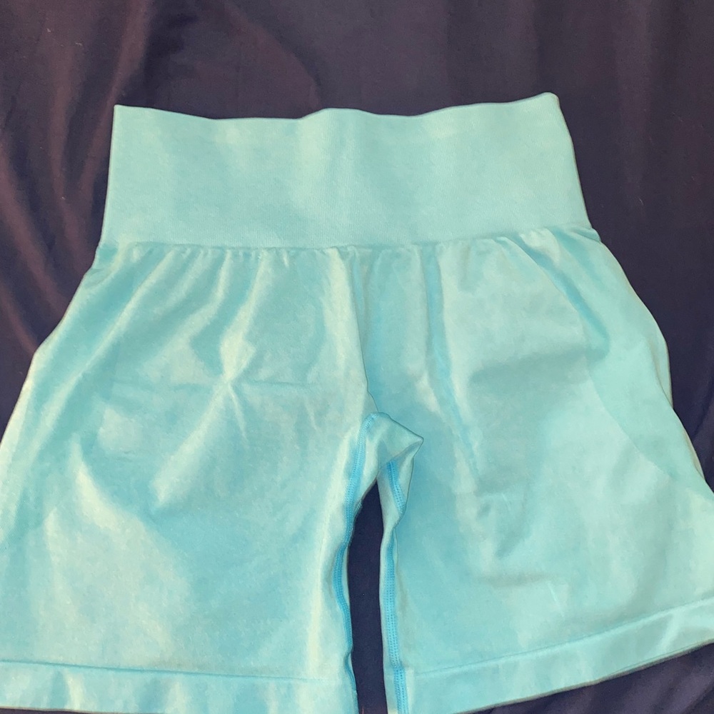 NVGTN Women's Blue High-Waisted Shorts - Picture 2 of 3